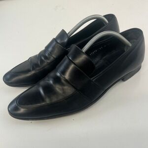 Gravati Mens Black Leather Penny Loafers Italy Almond Toe Dress Shoes Size 11 M